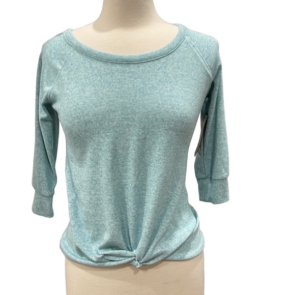 NWT Chaser Heathered Front Twist 3/4 Sleeve T Shirt SZ S Turquoise - Picture 1 of 7